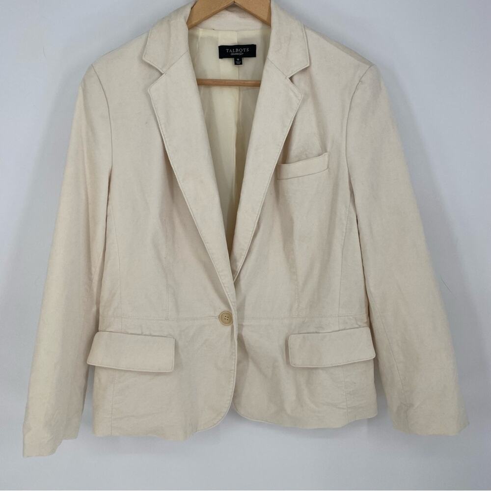 Talbots Blazer Velveteen Cream Professional Office Dressy Mature Minimalist 16